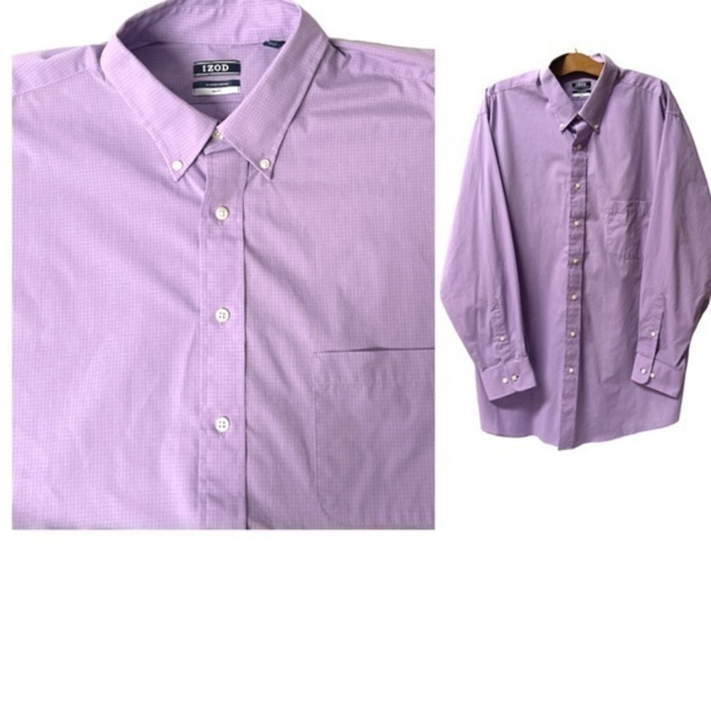 Men's BIG FIT Dress Shirt Stretch solid (Big) 18 34/35 lavender/ purple